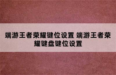 端游王者荣耀键位设置 端游王者荣耀键盘键位设置